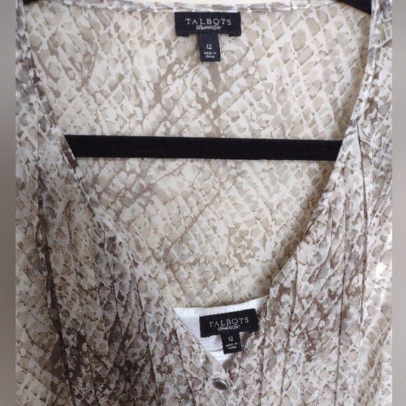 Talbots Snakeskin Print Sheer Blouse With Tank Top Size 12 Twinset Party Holiday - Picture 7 of 9